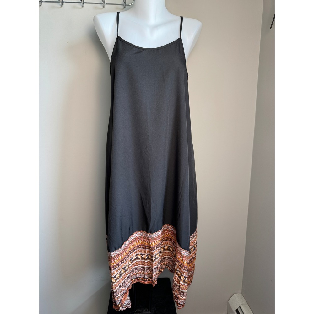 Emery Rose Womens Black Paisley Print Hem Cami Dress S Boho Summer Festival